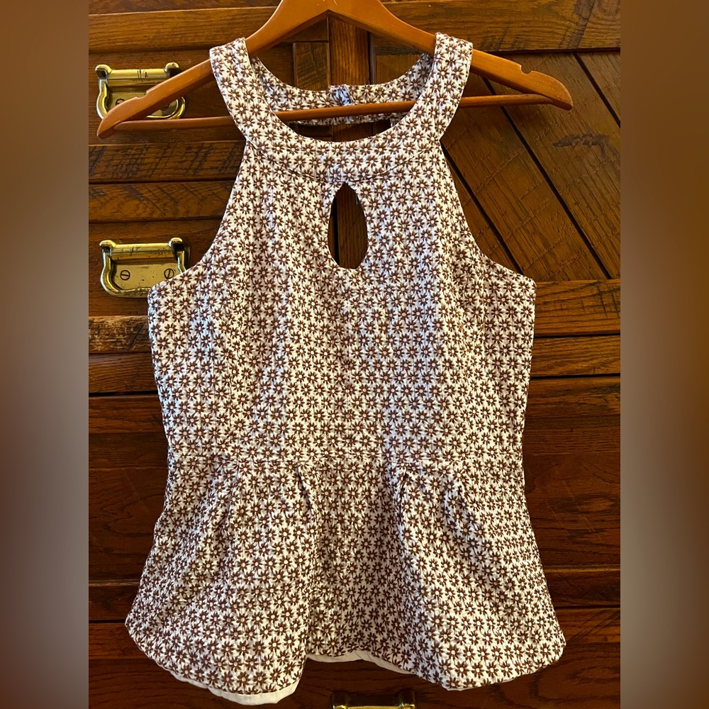 Anthropologie Brown and White Patterned Blouse